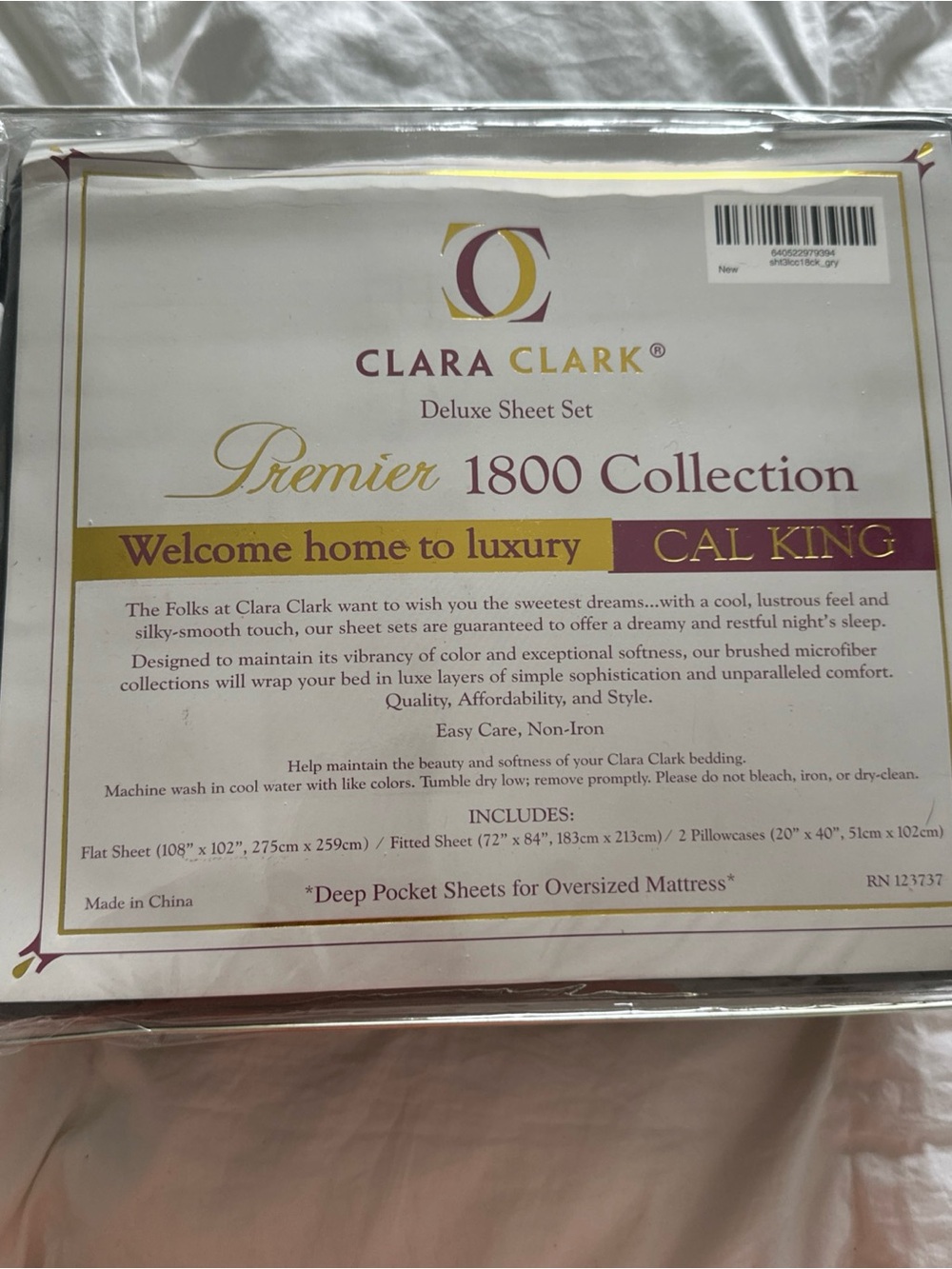 Clara Clark Cal-King Deluxe 4 Pieces Sheet Set - Charcoal Gray